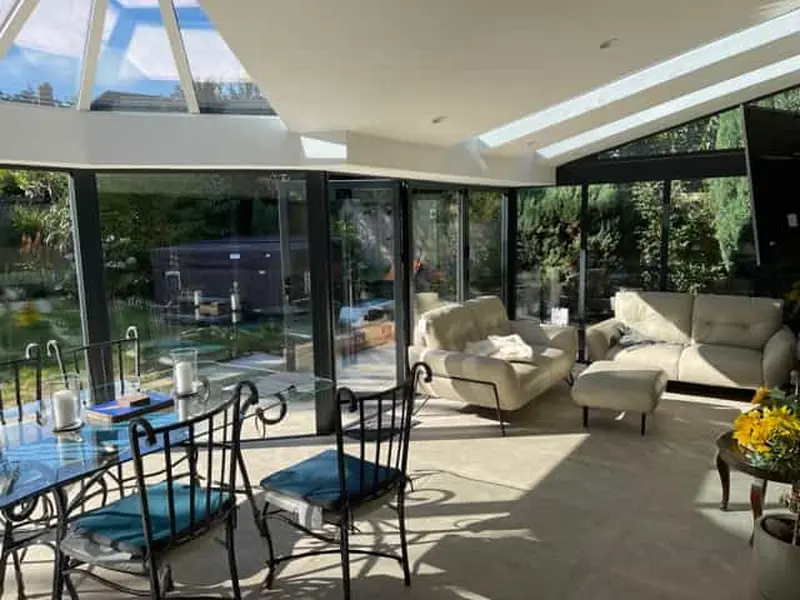 Glazed orangery extension with a lantern roof on a Southampton home